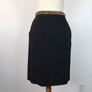 Carlisle Vintage Animal Print Pockets Wool Pencil Straight Skirt